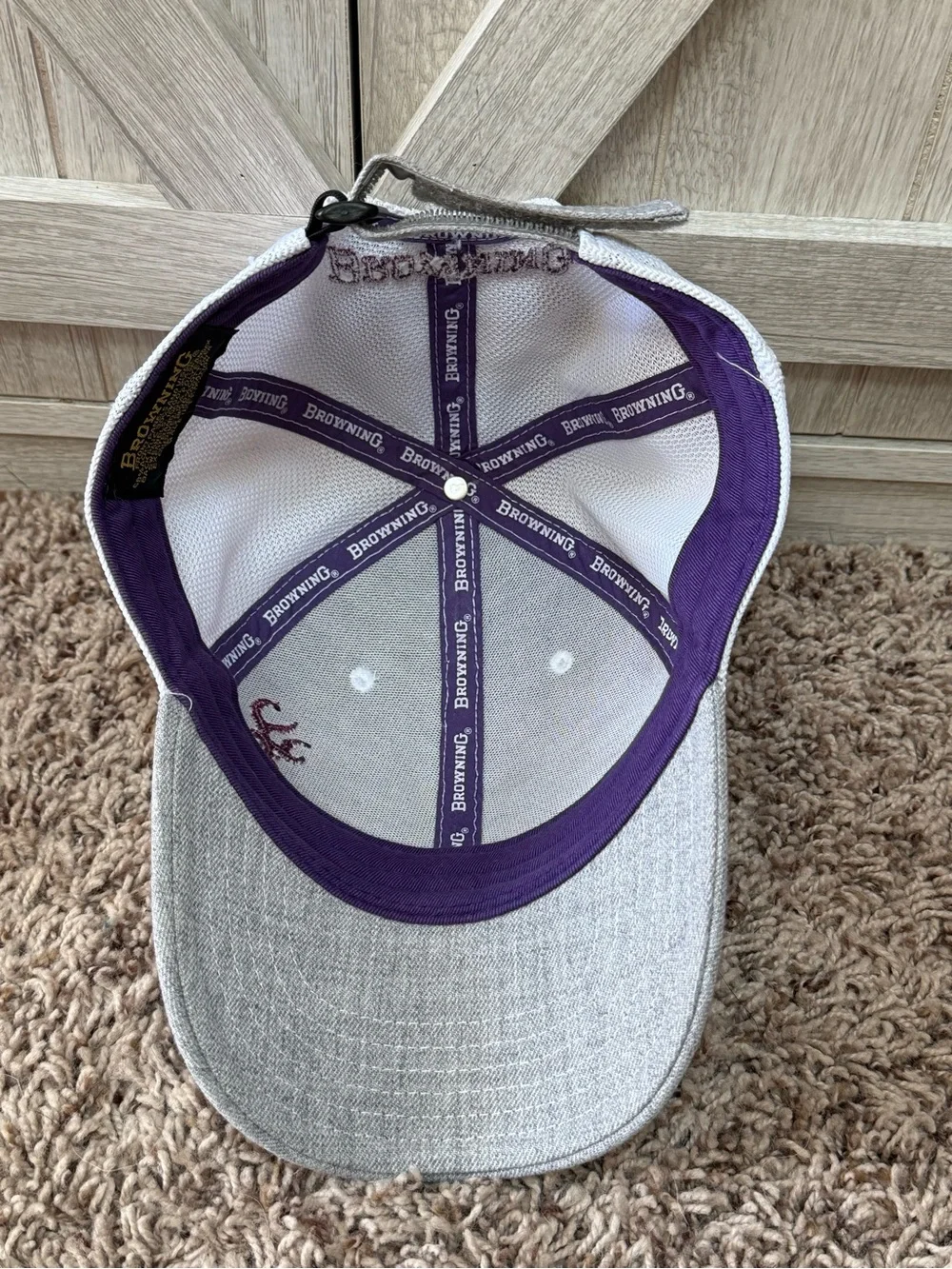 Gray Trucker Hat with Embroidered Buck Logo-Browning